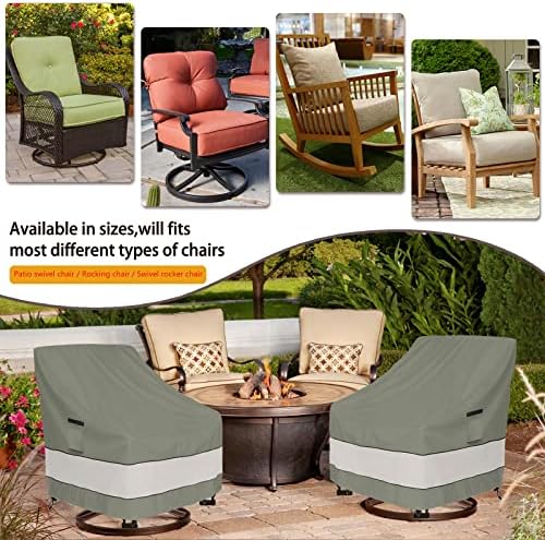 Patio Chair Covers Waterproof Patio Furniture Covers,33W x 37D x 38 H Inches Outdoor Swivel Chair Cover 2 Pack -Grayish Green