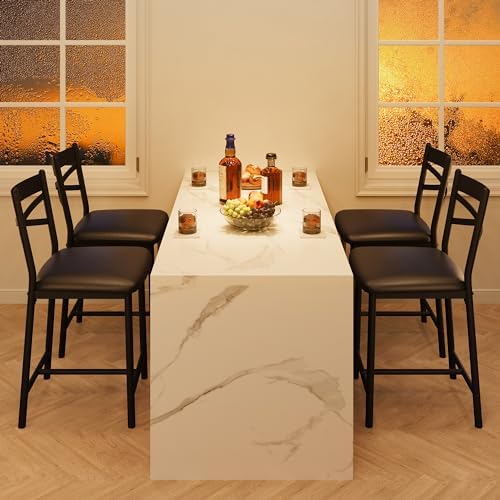 IDEALHOUSE 26" Bar Stools Set of 4, Counter Height Barstools with Back