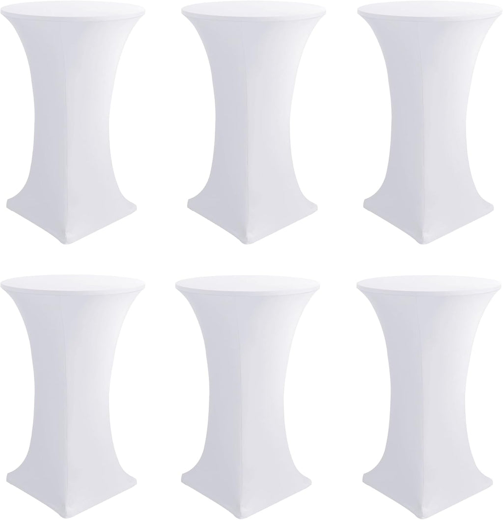 Cocktail Table Covers-White Spandex Round High Top Table Cloths Party