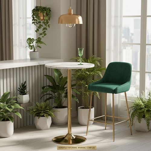 Round Bar Table Gold Metal Base Height Adjustable 27.9"-35.4"