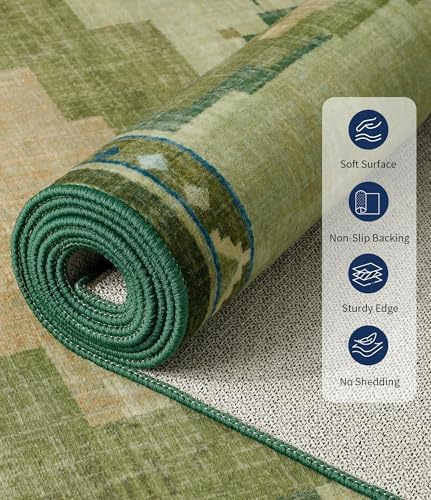 YIHOUSE 6’x9’ Washable Green Mid Century Modern Area Rug for Living Room