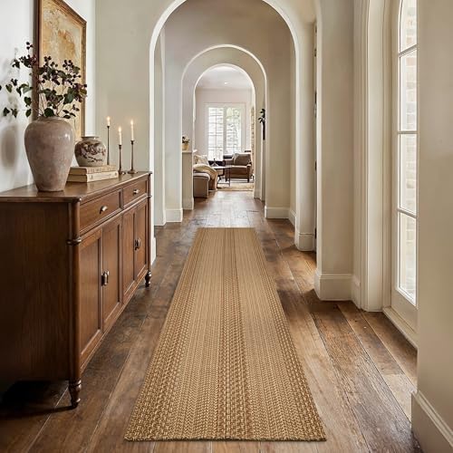 MatEssen 2x8 Extra Long Runner Rug, Modern Woven Distressed Floor Carpet, Low-Pile Machine Washable Area Rug for Long Hallway & Gallery