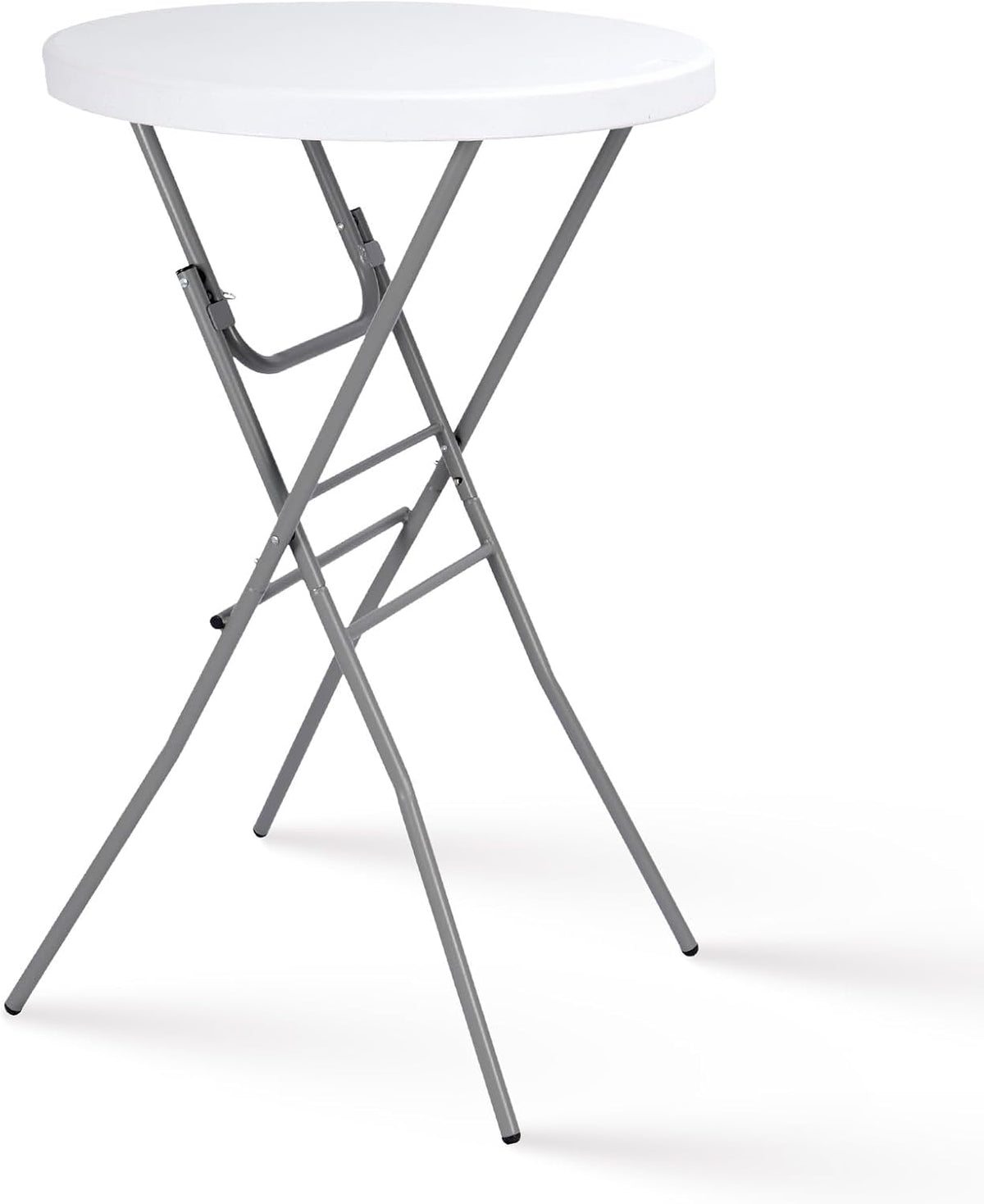 Byliable 28in Cocktail Folding Table, Round High Top Bar Height White Table
