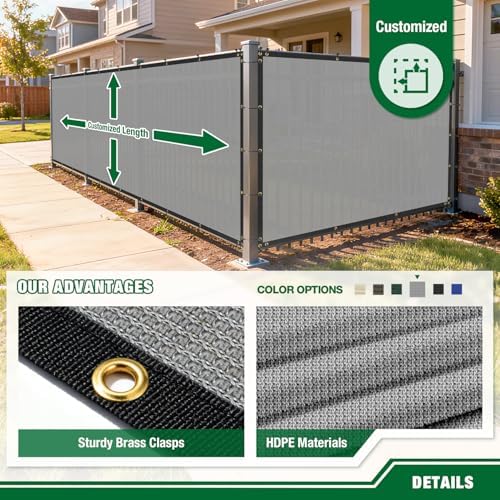Privacy Fence Screen 6'x40' Outdoor Mesh Fencing Panels Temporary Fence Covering Privacy Shade Net Covers for Backyard Garden Pool, Light Gray