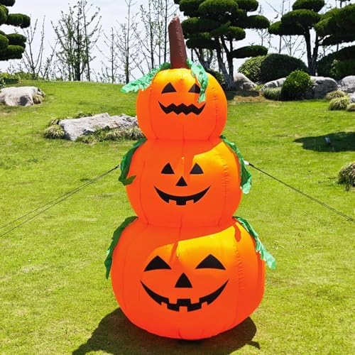 6FT H Halloween Inflatable Stacked Pumpkins Blow up Pumpkin Stacked with Build-in LED Lights, Blow up 3 Pumpkins Inflatable Outdoor Indoor Decorations Large Party Yard Decoration