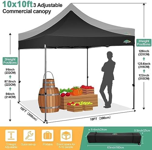 COBIZI 10x10 Heavy Duty Pop up Canopy Tent with Sidewalls Commercial Canopy