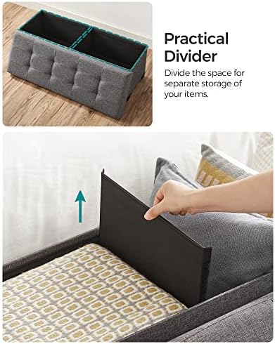 SONGMICS Storage Ottoman Bench, Foldable Foot Rest with Legs