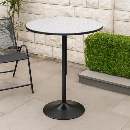 Magshion 31" Round Bar Table Height Adjustable 26"-35" Pub Table with Enlarged Base for Living Room Patio Bistro Café, Silver
