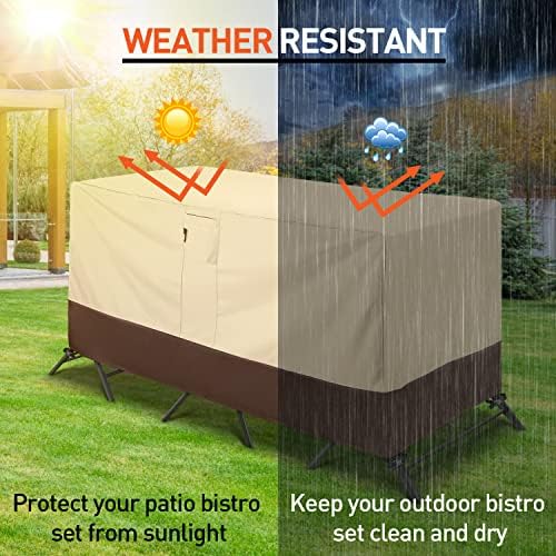Arcedo Waterproof Patio Bistro Cover, 80"L x 32"W x 30"H, Beige & Brown
