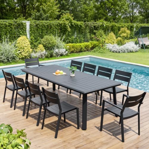 Pellebant Aluminum Outdoor Dining Table for 8-10 Person