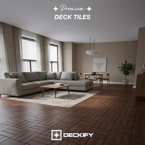 Acacia Wood Interlocking Deck Tiles Outdoor Flooring for Patio, Balcony