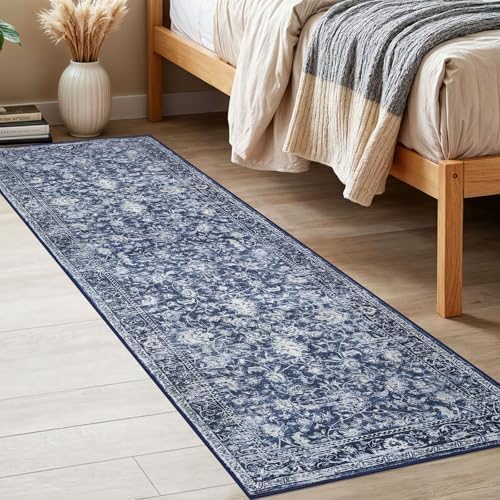 KILOCOCO Hallway Runner 2x6 Washable Runner Rug Non-Slip Kitchen Rug, Blue