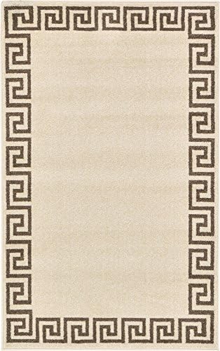 Unique Loom Athens Collection Classic Geometric Modern Border Design Area Rug, 3 ft 3 in x 5 ft 3 in, Beige/Brown