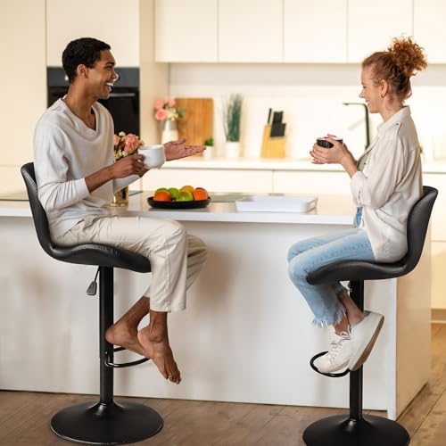 Waleaf Swivel Bar Stools Set of 4, Adjustable Counter Height with Backrest