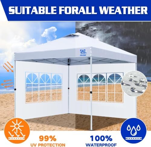 FANPAT Church Sidewalls for 10x10 Pop Up Canopy, Gray(3Pcs Sidewalls Only)