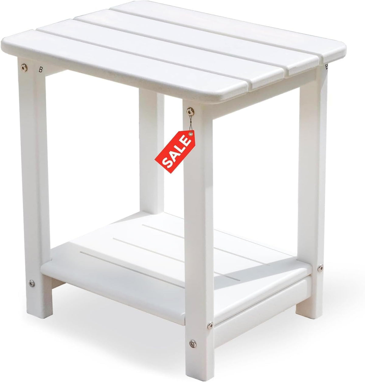 Adirondack Square Outdoor Side Table,2-Tier Storage Patio Side Table with Weatherproof HDPE Material Low