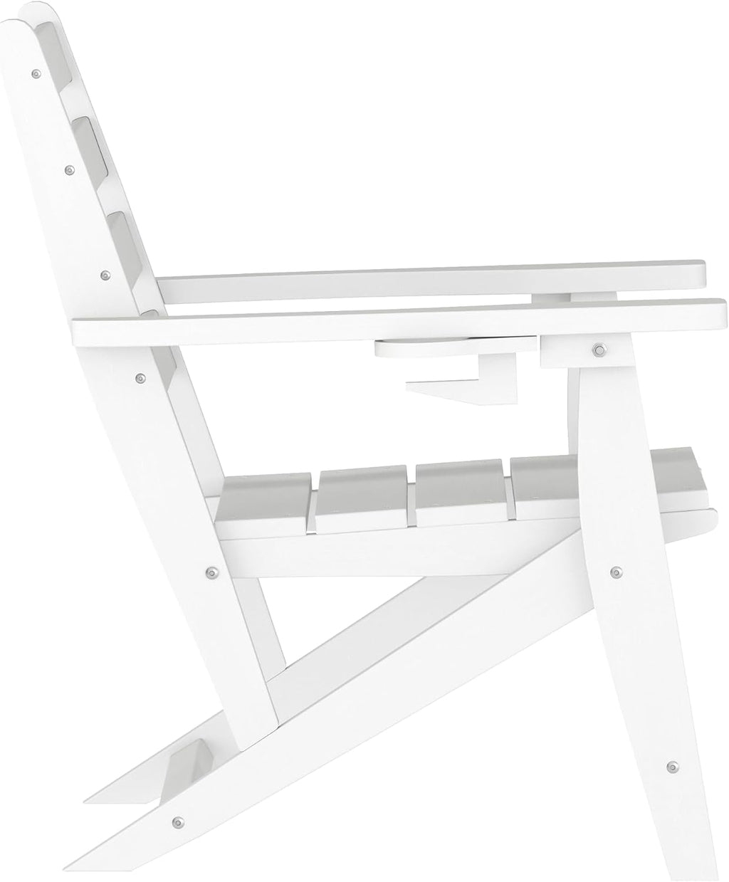 Flash Furniture HDPE Adirondack Dining Chair with Cup Holder, White