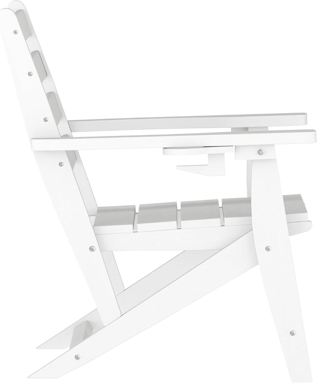 Flash Furniture HDPE Adirondack Dining Chair with Cup Holder, White