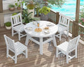 AMERLIFE 5 Piece HDPE Patio Dining Table Set with Chairs, White