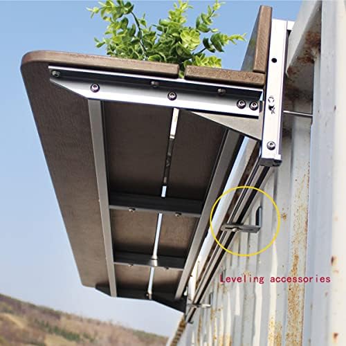 Balcony Bar Table for Railings, Outdoor HDPE Hanging Folding Adjustable Height Deck Rail Table for Patio, Garden, Rustproof Aluminum Alloy Frame,Weather Resistant, Easy Assembly