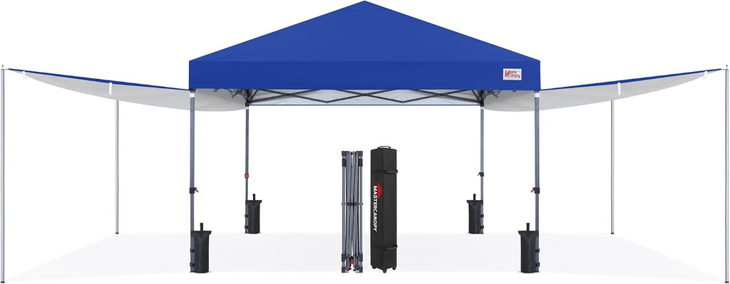 MASTERCANOPY 10x10 Pop Up Canopy Tent with 2 Shelters，230 Sq ft Blue