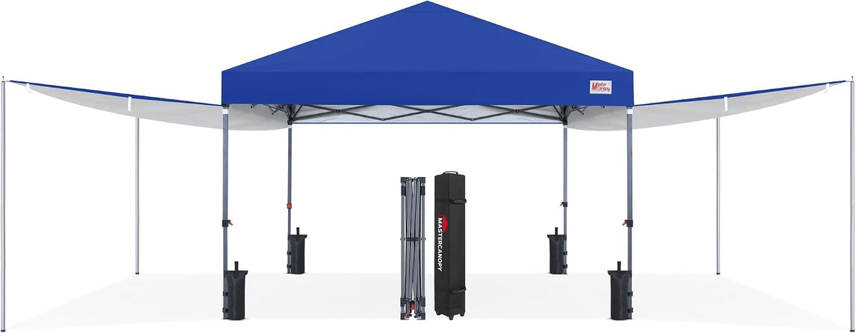 MASTERCANOPY 10x10 Pop Up Canopy Tent with 2 Shelters，230 Sq ft Blue