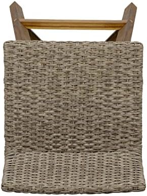 Christopher Knight Home La Brea Outdoor Acacia Wood and Wicker Barstools (Set of 4), Light Brown and Teak