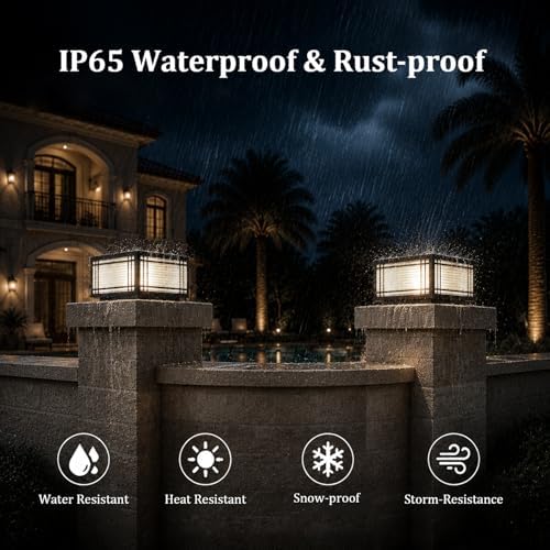 11.81In Outdoor Post Lights Hardwired, 3000K E26 Modern Post Mount Lights