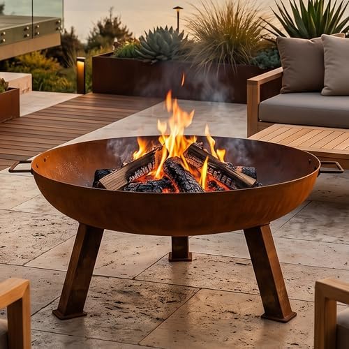 Sunnydaze 30" Heavy-Duty Cast Iron Fire Pit Bowl for Outside, Wood-Burning