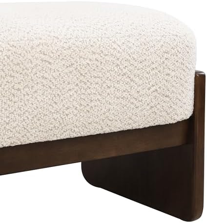 Christopher Knight Home Arden Minimalist Style Rectangular Loop Yarn Fabric Ottoman Bench, Rubberwood Frame, Entryway Bench, Living Room Sofa Extra Seat, End of Bed Footstool, Beige+Brown