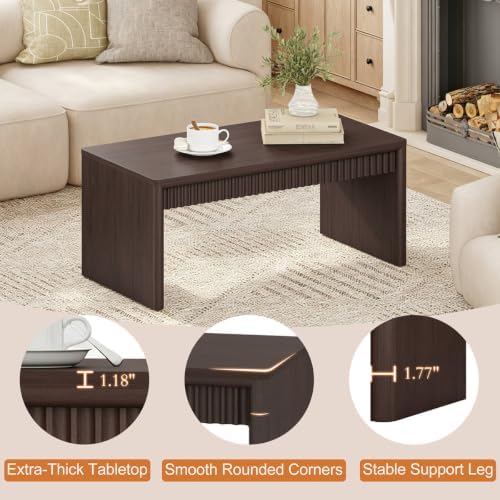 BON AUGURE Coffee Tables for Living Room, Mid-Century Modern, 43" Walnut