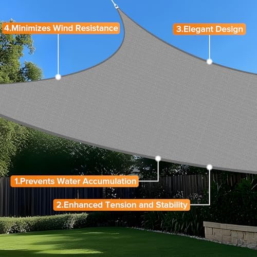 Artpuch Sun Shade Sail 12'X16' Light Grey Rectangle