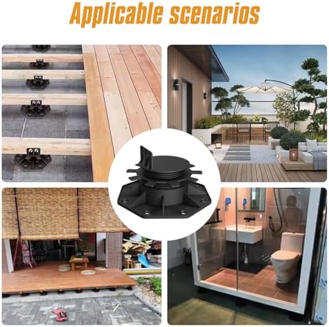 Deckit 24-Pack Adjustable Deck Support Pedestals, 1.18"–2.36" (30–60 mm), for 2×4 & 2×6 Joist Framing, Ground Support & Leveling for Patio, Shed Base & Floating Deck, Includes Joist Tape