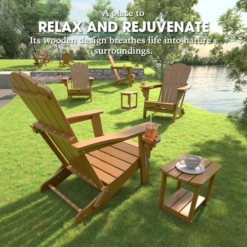 THOEOE Folding Adirondack Chair Set of 2, Patio Chairs, Fire Pit Chairs