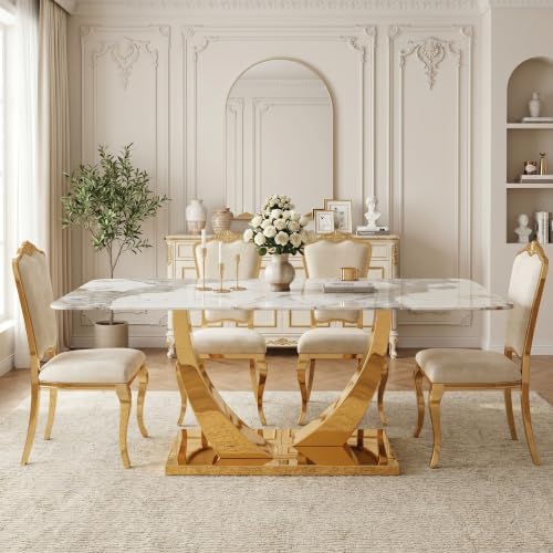 63” Glass Dining Table, Dining Table for 6, Modern Kitchen Table