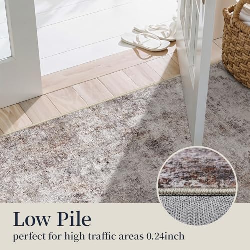 9x12 Washable Area Rug: Large Modern Abstract Living Room Rugs BrickGray