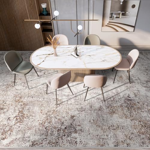 9x12 Washable Area Rug: Large Modern Abstract Living Room Rugs BrickGray