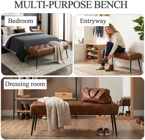 DUHOME Button-Tufted Ottoman Bench, Upholstered Bedroom Benches