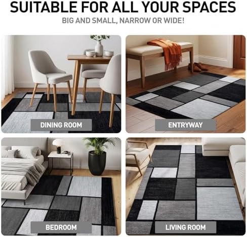 Rugshop Modern Boxes Contemporary Living Room Area Rug Gray 3'3" x 5'3"