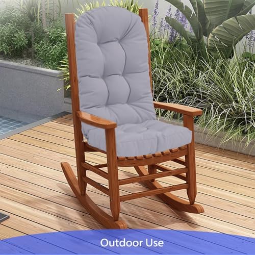 Outdoor Rocking Chair Cushion for Adirondack Chair, High Back Patio Outdoor Seat Chair Cushion 49x19in,Light Grey
