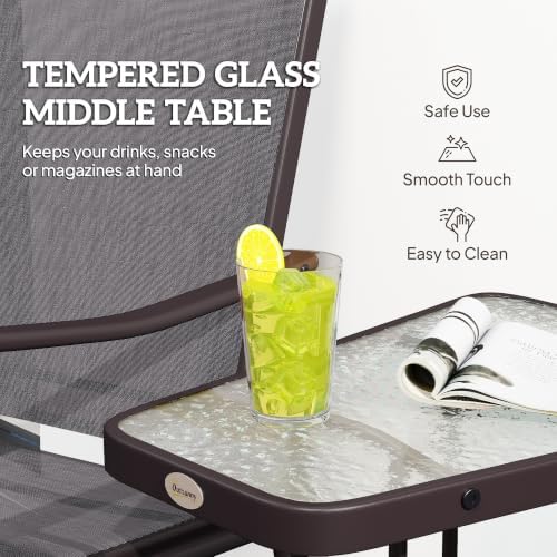 Outsunny Outdoor Glider Chair with Table 2-Seat Patio Loveseat Gray