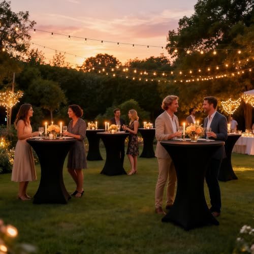 Cocktail Table Covers - 6 Pack 32x43 Inch Table Cloth - Black