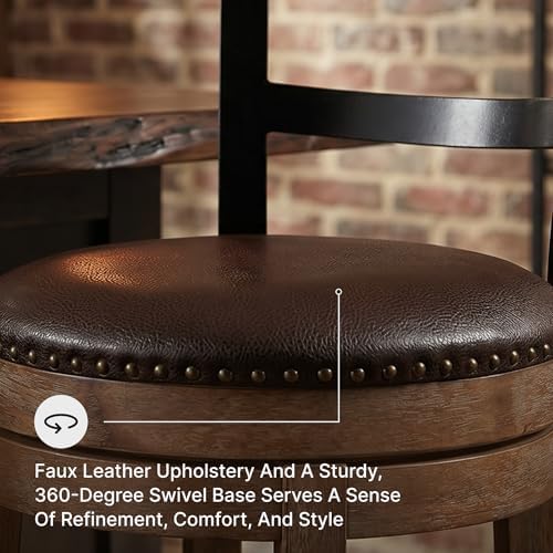 Signature Design by Ashley Pinnadel 30" Swivel Bar Height Barstool, Brown
