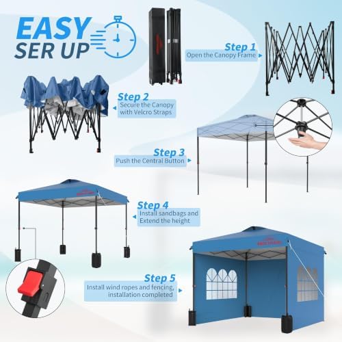 10x10 Pop Up Canopy Tent with 3 Sidewalls, Grey