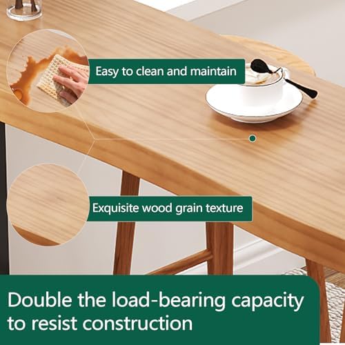 47in Solid Wood Live Edge Bar Table - Bar Height Pub Table with Built-in Footrest, Solid Wood Top & Sturdy Metal Legs for Kitchen, Dining & Bistro Spaces
