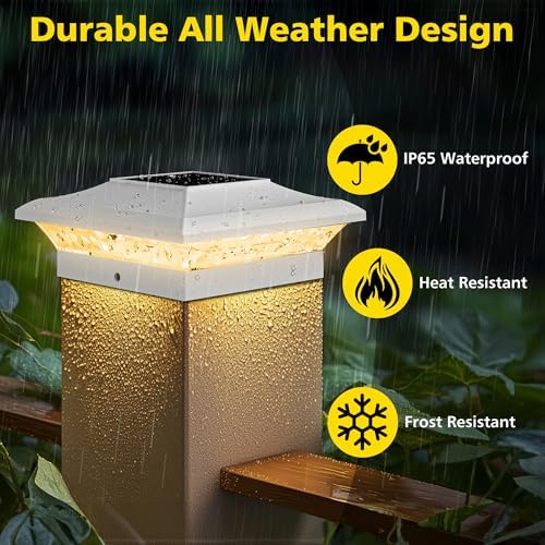 T-SUN 4x4 Solar Post Cap Light White, 12 Pack Solar Post Lights with RGBCW