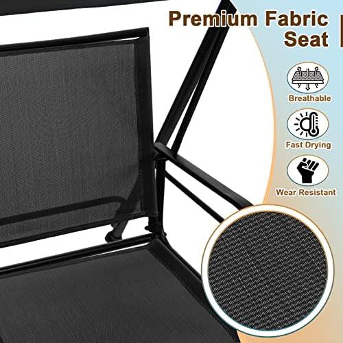 Tangkula 2 Person Porch Swing with Adjustable Canopy, Black