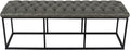 HomePop 52" Button Tufted Decorative Bench with Metal Base - Gray Faux Leather