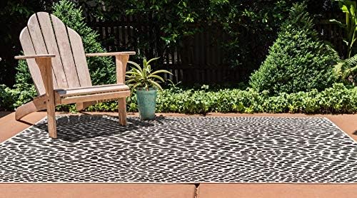 Unique Loom Outdoor Collection Area Rug - Cape Town (7' 10' x 10' Rectangle, Black/ Ivory)