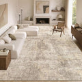cotiled 9x12 Area Rug for Living Room: Washable Soft Abstract Rugs Beige
